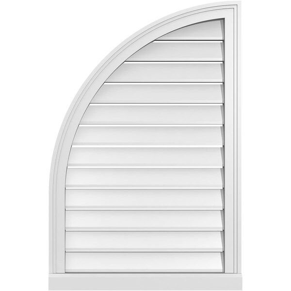 Ekena Millwork Quarter Round Top Left Surface Mount PVC Gable Vent w/ 2"W x 2"P Brickmould Sill Frame, 24"W x 36"H GVPQL24X3603SF - main